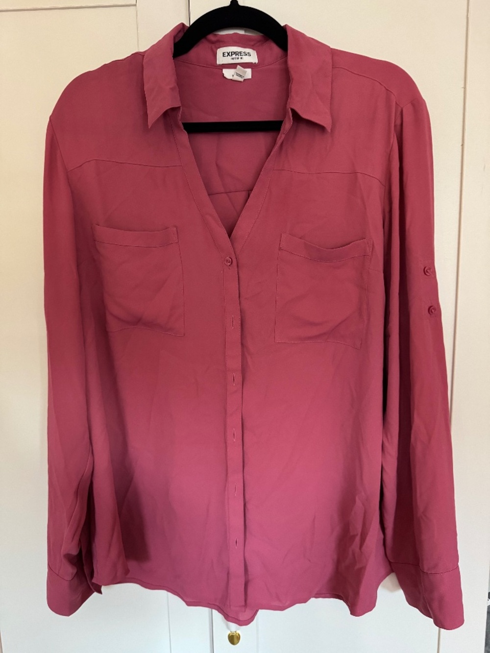 Express Portofino Original Fit XL Dusty Rose Pink Button Down Blouse